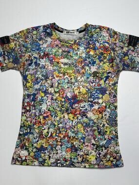 Mean Threads Pokemon All Over Print T Shirt Adult Small Pikachu Anime Tee